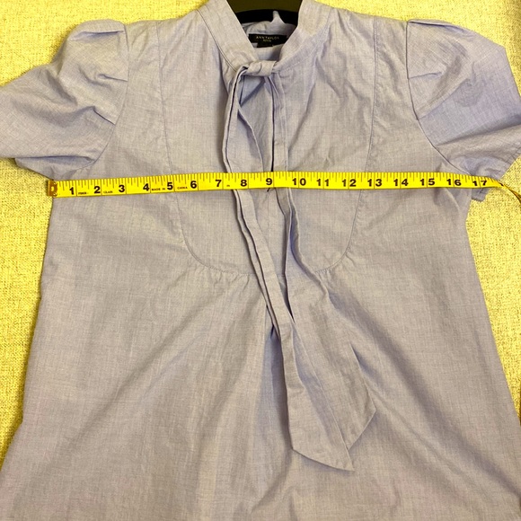 Ann Taylor Periwinkle Blouse with Pleats and Neck-tie - Picture 7 of 8